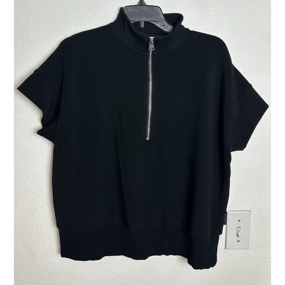 Varley Ritchie Short Sleeve Half Zip Sweat In Black Size S - Picture 3 of 13